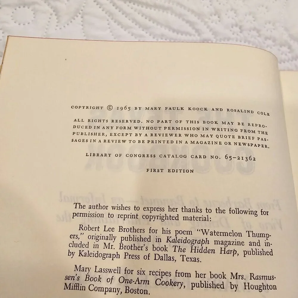 Vintage The Texas Cookbook By Mary Faulk Koock 1965 Hardcover First Edition